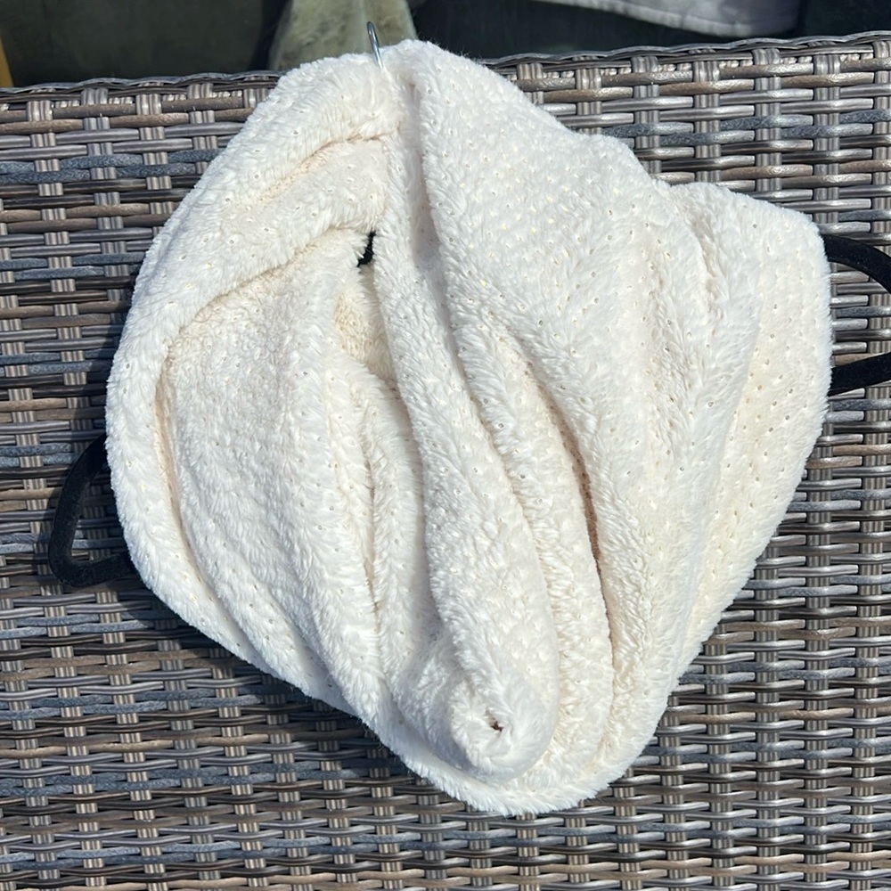 Twig & Arrow Faux Fur White & Gold Polka Dotted Infinity Wrap